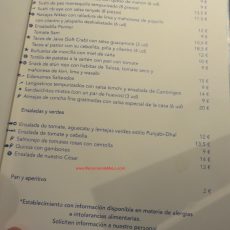 Carta de pescados y carnes